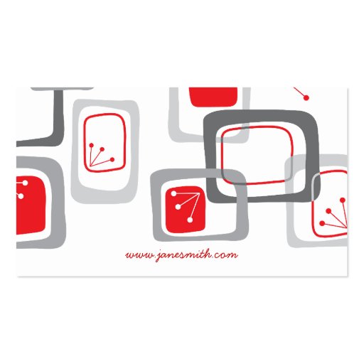 Abstract Mod Retro Red Cherry Squares Profile Card Business Card Templates (back side)
