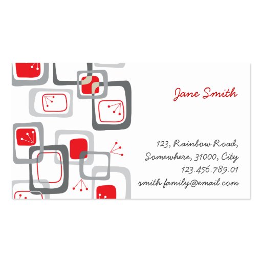Abstract Mod Retro Red Cherry Squares Profile Card Business Card Templates (front side)