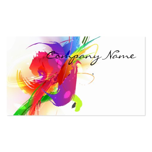 Abstract Morning Glory & Lorikeet Paint Splatters Business Card Templates (front side)