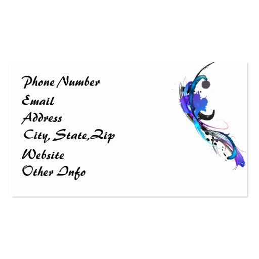 Abstract Morning Glory Paint Splatters Business Card Template (back side)