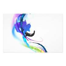 Abstract Morning Glory Paint Splatters Stationery Design