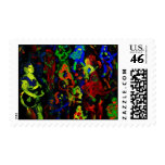 Abstract musician collage bright colours on black stamps