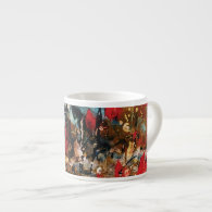 Abstract Nature Mug in Red and Blue Espresso Cups