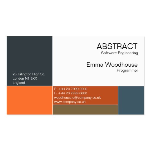 Abstract Navy Blue & Rusty Orange Business Card Templates (front side)