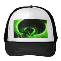Abstract Neon Green Circle UFO Trucker Hats