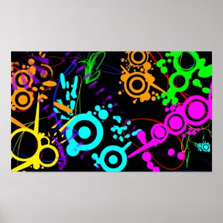 Abstract neon splatter modern canvus poster print