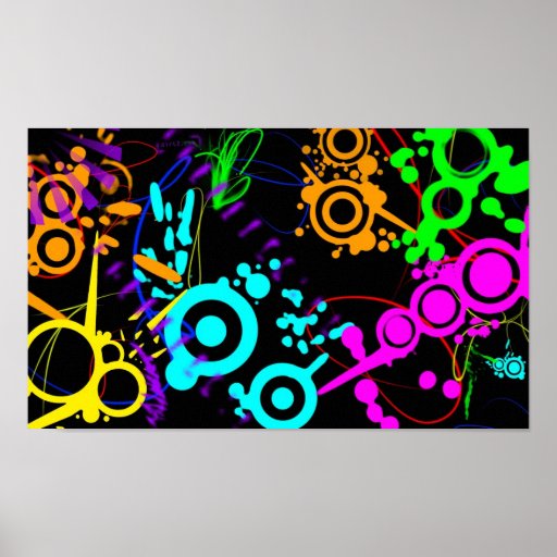 Abstract neon splatter modern canvus poster
