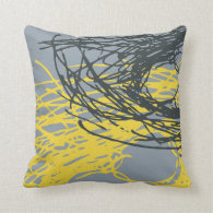 Abstract Nest design in gray and yellow Pillow