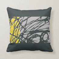 Abstract Nest design in gray and yellow Pillows