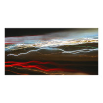 Abstract Night Time Light Trails Blur Customized Photo Card