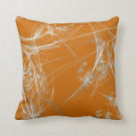 Abstract Orange and White Fractal Pillow