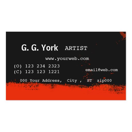 Abstract Paint Splatters Business Cards (back side)