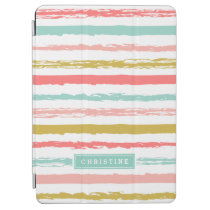 Abstract Painted Stripes Monogram iPad Air Cover at Zazzle