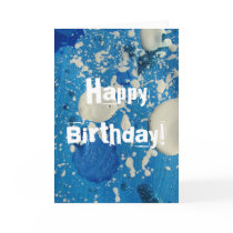 Abstract Painting in Blue & White, Happy Birthday! cards
