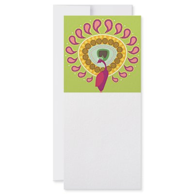 abstract paisley peacock on green custom rack card by jewelry_dreams