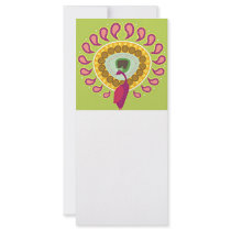 abstract paisley peacock on green custom rack card
