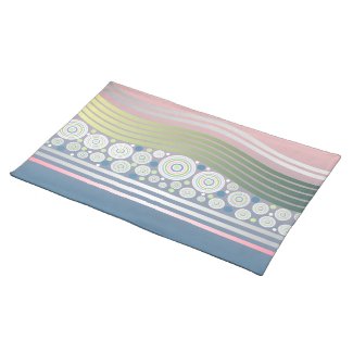 Abstract Pastel Circles Waves Stripes Placemats