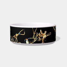 Abstract Pattern in Black and Gold Color. Pet Bowls