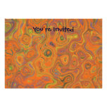 Abstract Pattern in Orange, Purple and Green Swirl Invites