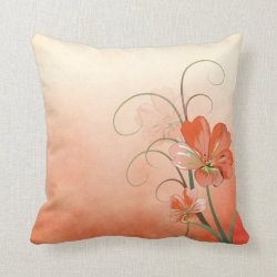Abstract Peach and Green Floral Pillows