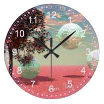 Abstract Peach Fantasy – Teal and Apricot Retreat wall clocks