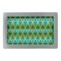 Abstract peacock feather rectangular belt buckle