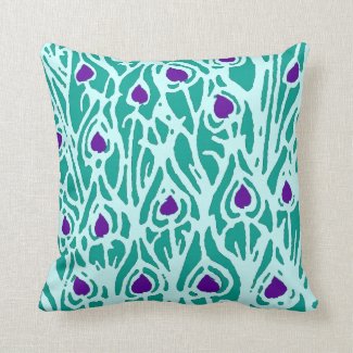 Abstract Peacock Feathers Throw Pillow
