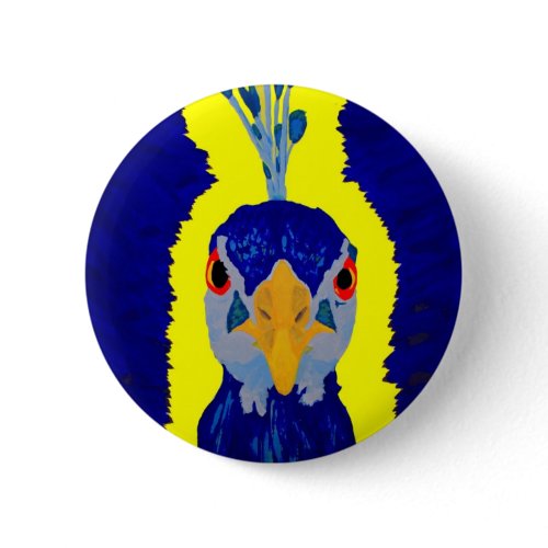 Abstract Peacock Head button