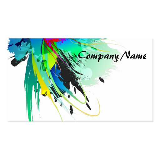 Abstract Peacock Paint Splatters Business Card Template (front side)