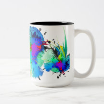 Abstract Peacock Paint Splatters Coffee Mug
