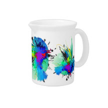 Abstract Peacock Paint Splatters Drink Pitcher