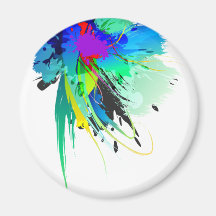 Abstract Peacock Paint Splatters Fridge Magnet