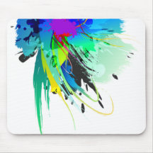 Abstract Peacock Paint Splatters Mousepads