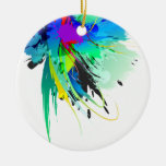 Abstract Peacock Paint Splatters Christmas Tree Ornament