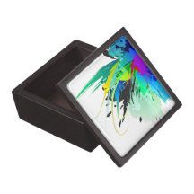 Abstract Peacock Paint Splatters Premium Trinket Boxes