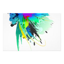 Abstract Peacock Paint Splatters Personalized Stationery
