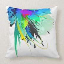 Abstract Peacock Paint Splatters Throw Pillow