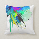 Abstract Peacock Paint Splatters Throw Pillow