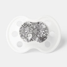 Abstract pen and ink doodle baby pacifier