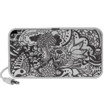 Abstract pen and ink doodle laptop speaker