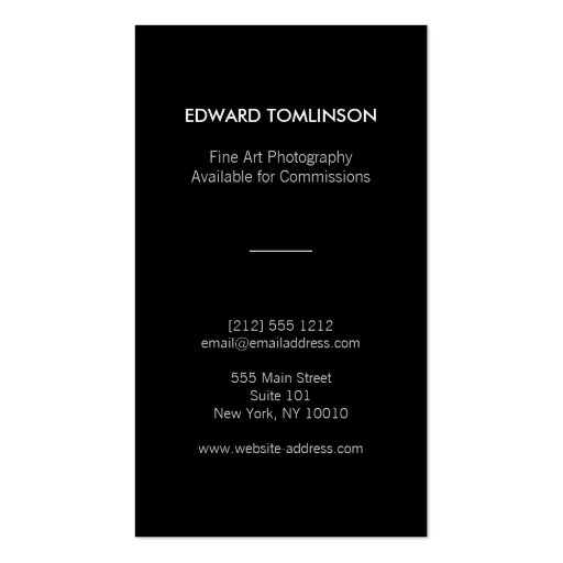 Abstract Photography Logo (black) with Your Photo Business Cards (back side)