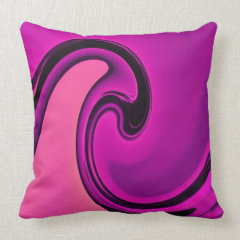 Abstract Pink Black Swirls Waves Throw Pillow