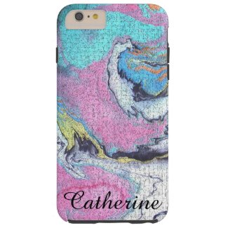 Abstract Pink, Blue & White Tough iPhone 6 Plus Case