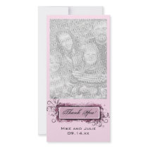 Abstract Pink Floral Thank You Personalized Photo Card