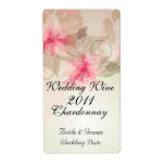 Abstract Pink Floral Wedding Wine Label
