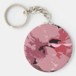 Abstract Pink Hibiscus Flowers Keychain