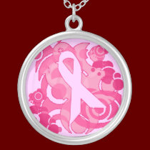 Abstract Pink Ribbon Charm Necklace necklaces
