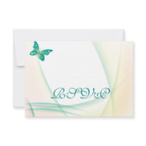 Abstract Plum Butterfly RSVP Wedding Invitation