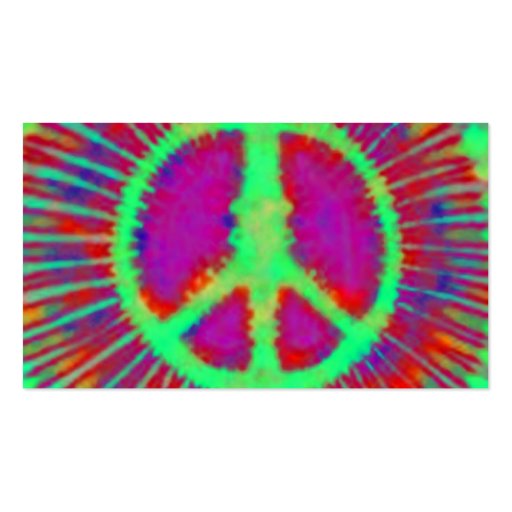 Abstract Psychedelic Tie-Dye Peace Sign Business Cards (back side)