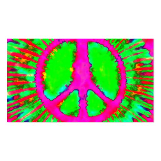 Abstract Psychedelic Tie-Dye Peace Sign Business Card (back side)